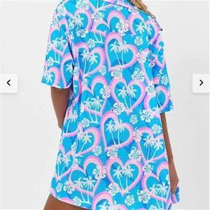 Frankie's Bikinis Hunter Mesh Button Up Shirt Tropic Love SZ S & M